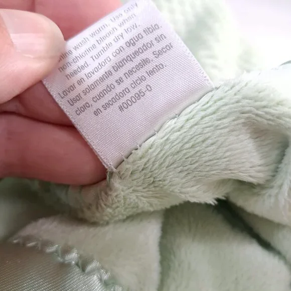 Bright Future Baby Blanket Satin Trim edge sage Green waffle plush soft Vintage - Picture 7 of 8
